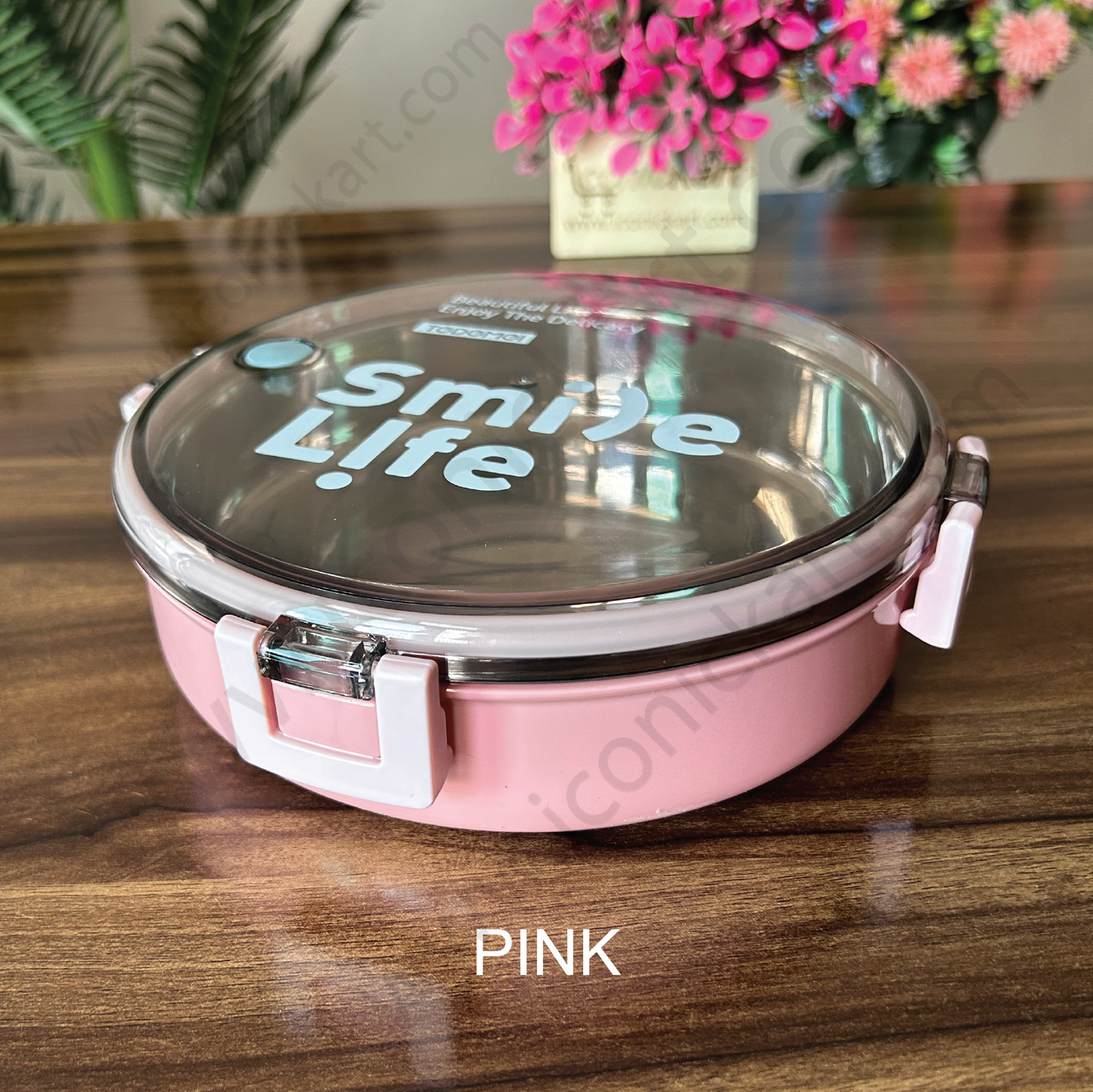 Stainless Steel Round Lunch Box for Pasta/Maggi - 950ml - IconicKart