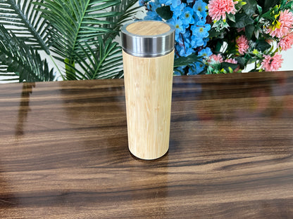 Wooden stainless steel insulated water/tea/Coffee bottle with tea stainer